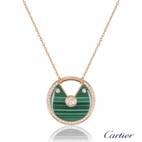 Cartier Rose Gold Malachite Amulette De Cartier Necklace